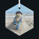 Ornement en porcelaine de Snowman en Floride<br><div class="desc">Sand Sculpture est beaucoup plus difficile qu'il n'y paraît ! J'abandonne ces vrais artistes - ça nous a porté - mais c'était très amusant !</div>