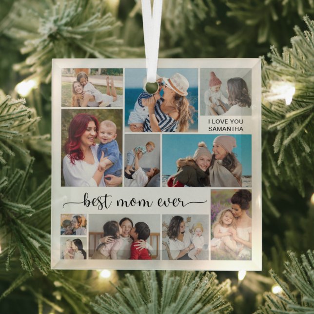 Ornement En Verre 11 Photo Collage Meilleure Maman Jamais (Insitu)