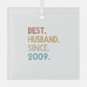 Ornement En Verre 12e anniversaire Mariage Cadeau Him - Meilleur Mar