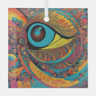 Ornement En Verre 1960 Psychédélique Horreur Vacui Motif d'art