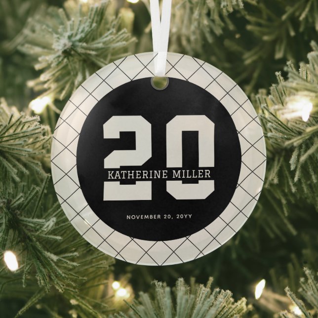 Ornement En Verre 20e anniversaire personnalisé Moderne et élégant (Insitu)