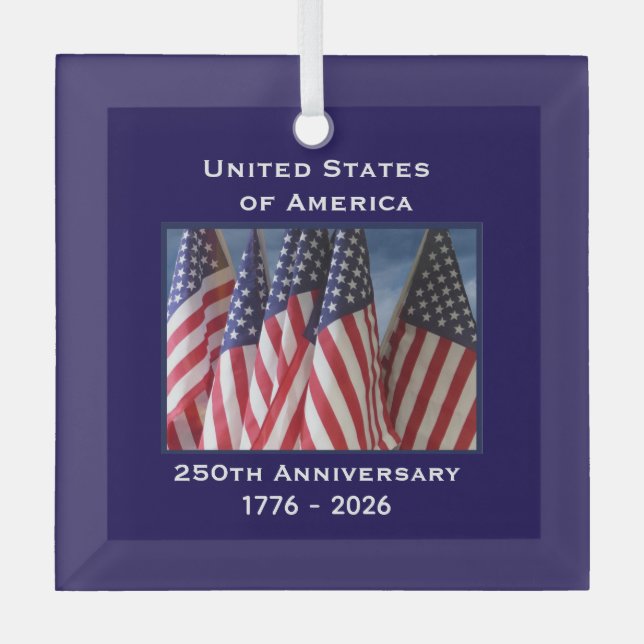 Ornement En Verre 250e anniversaire USA Patriotic Flags Premium (Recto)