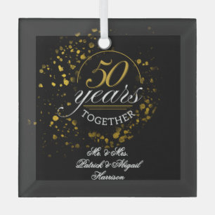 Ornement En Verre 50 Ans Ensemble Anniversaire de Mariage d'Or