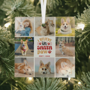 Ornement En Verre 8 Photo Collage Je Crois En Père Noël Paw Nom Et D