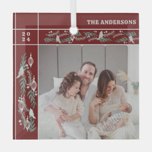 Ornement En Verre À feuillage persistant Garland Frame photo Noël