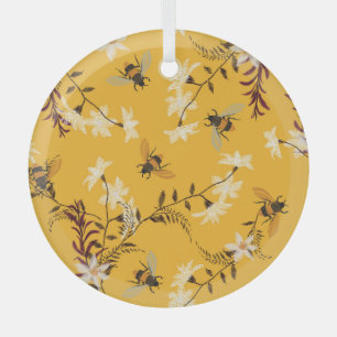 Ornement En Verre Abeille vintage et papillon : Brodé Art Floral