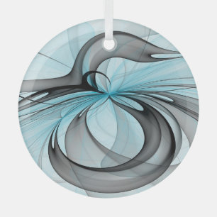 Ornement En Verre Abstrait Art Fractal Moderne Gris Bleu Anthracite