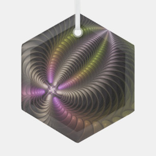 Ornement En Verre Abstrait brillant Trippy coloré 3D Fractal Art