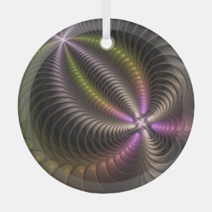 Ornement En Verre Abstrait brillant Trippy coloré 3D Fractal Art