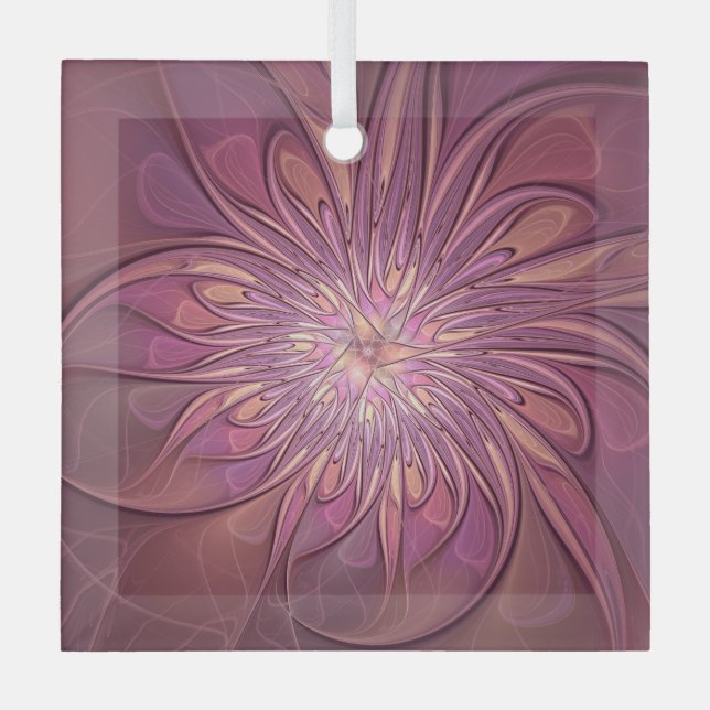 Ornement En Verre Abstrait Floral Fractal Art Berry couleurs (Recto)
