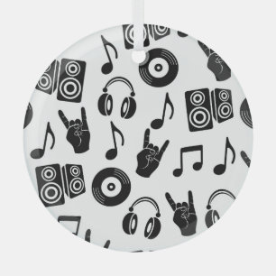 Ornement En Verre Accessoires musicaux : Motif Vintage monochrome.