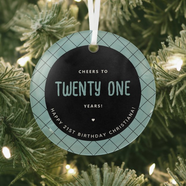 Ornement En Verre Accueil personnalisé à 21 ans moderne et élégant (Insitu)