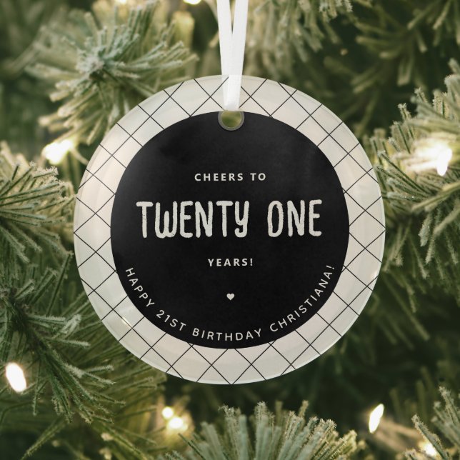 Ornement En Verre Accueil personnalisé à 21 ans moderne et élégant (Insitu)