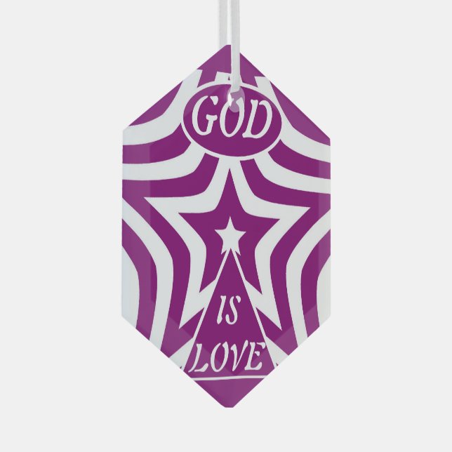Ornement En Verre Achempong Dieu est Love Star Deep Purple Hexagon (Avant droite)