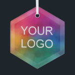 Ornement En Verre Add Upload Your Own Company Logo Custom Hexagon<br><div class="desc">Custom Upload Your Own Business Company Logo Emblem or Photo Image to Glass Hexagon Ornament. Home Décor / Holiday Accents / Ornaments Online Shop.</div>