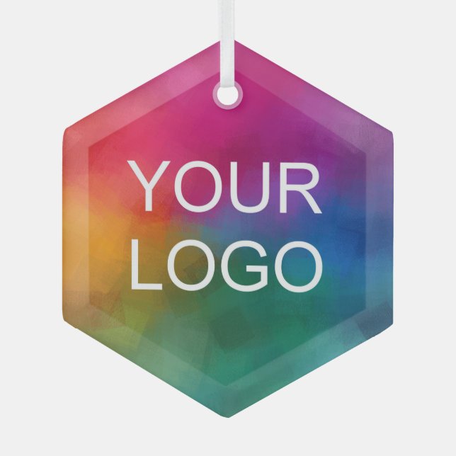 Ornement En Verre Add Upload Your Own Company Logo Custom Hexagon (Recto)