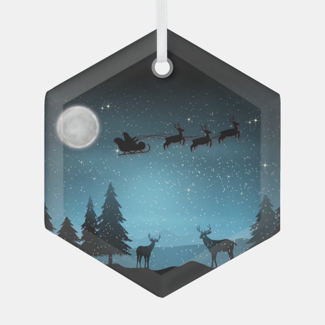 Ornement En Verre Adorable Rindeer La Nuit (Recto)