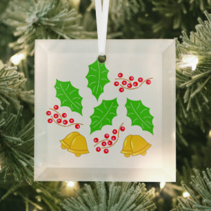 Ornement En Verre Adorno De Cristal Cuadrado Feliz Navidad