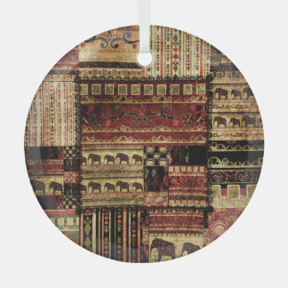 Ornement En Verre African Patchwork : Grunge Print Arrière - plan