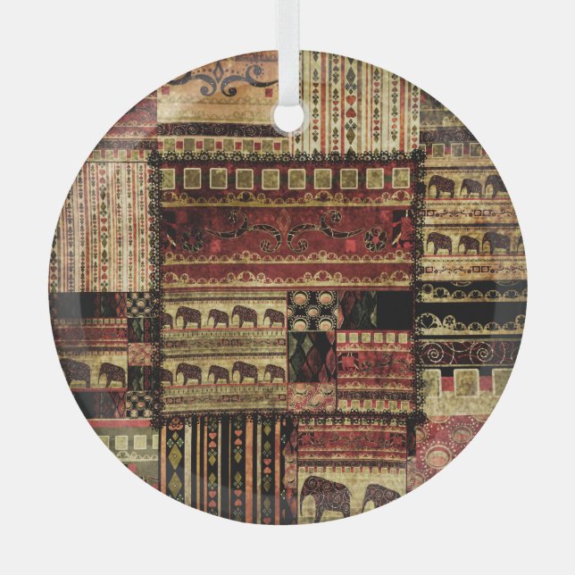 Ornement En Verre African Patchwork : Grunge Print Arrière - plan (Recto)