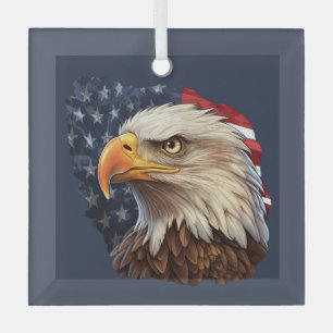 Ornement En Verre Aigle à drapeau américain