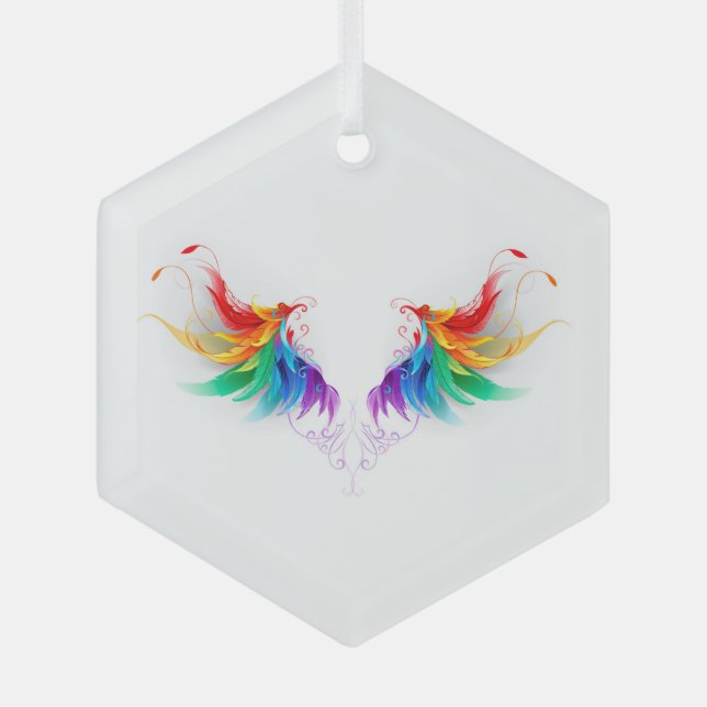 Ornement En Verre Ailes fluffy arc-en-ciel (Recto)