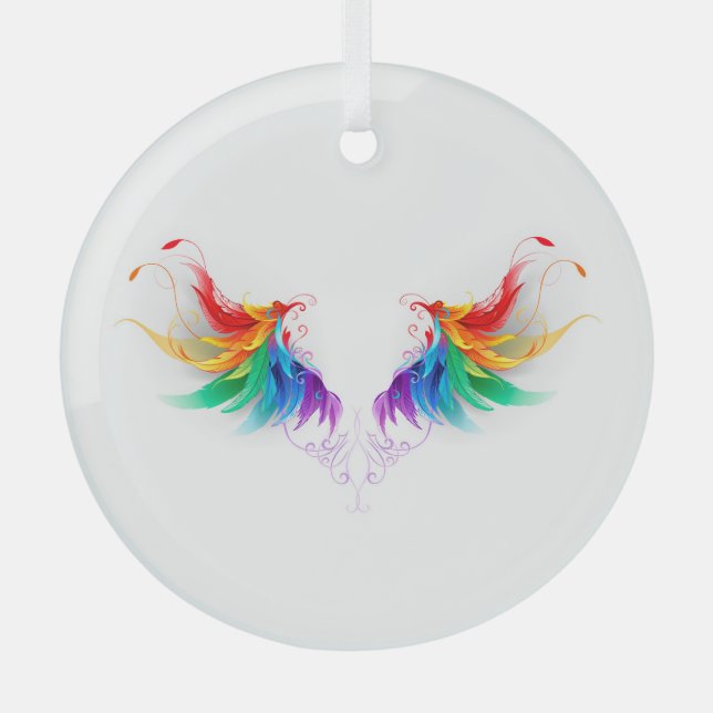 Ornement En Verre Ailes fluffy arc-en-ciel (Recto)