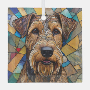 Ornement En Verre Airedale Chien "Verre Tiré"