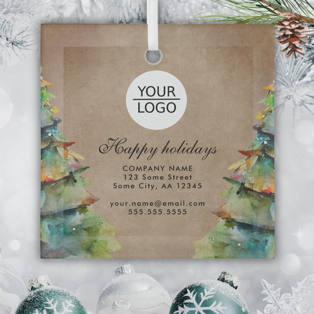 Ornement En Verre Ajouter un logo Promotion d'arbre de Noël de texte (Créateur téléchargé)