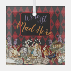 Ornement En Verre Alice Aventures avec le Chat de Cheshire Fou du Pa