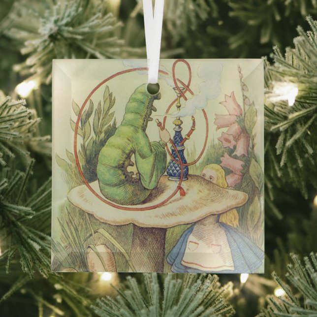 Ornement En Verre Alice rencontre la Caterpillar (Insitu)