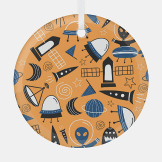 Ornement En Verre Alien OVNI, vaisseaux spatiaux, motif pour enfants