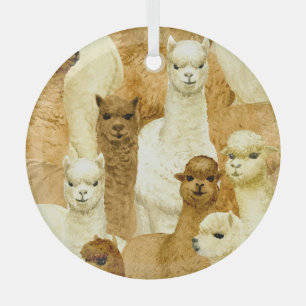 Ornement En Verre Alpacas aquarelle, arrière - plan sans couture des