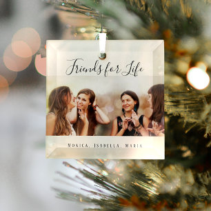 Ornement En Verre Amis de la vie noms photo unique gardien