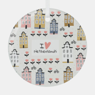 Ornement En Verre Amsterdam Vintage : Illustration de ville traditio