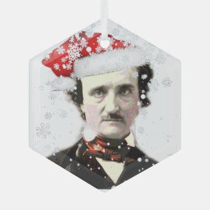 Ornement En Verre Amusant Edgar Allan Poe Humour Santa Hat