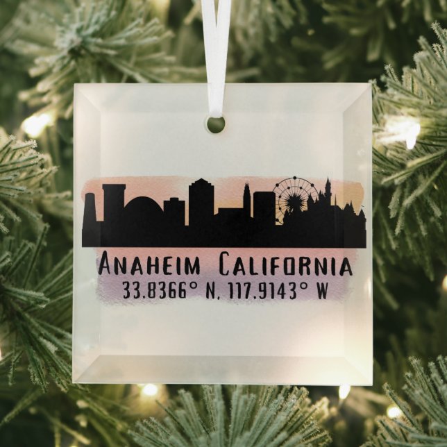 Ornement En Verre Anaheim Skyline Latitude et Longitude (Insitu)