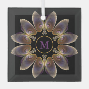 Ornement En Verre Ange Abstraite ailes Mandala Monogramme fractal