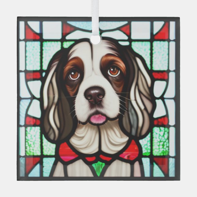 Ornement En Verre Anglais Springer Spaniel "Verre Trait" (Recto)