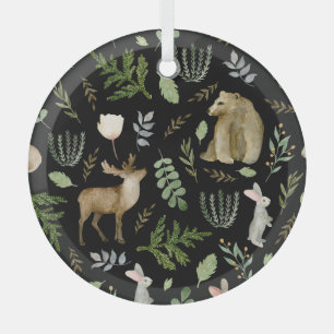 Ornement En Verre Animaux mignons : Aquarelle Tirée À La Main.