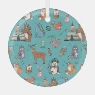 Ornement En Verre Animaux tribaux : motif forestier.