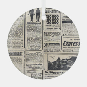 Ornement En Verre Annonces de journaux allemands antiques 1917
