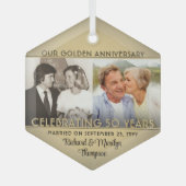 Ornement En Verre Any Text 2 Photo Golden 50th Mariage Anniversary (Front)