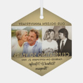 Ornement En Verre Any Text 2 Photo Golden 50th Mariage Anniversary (Back)