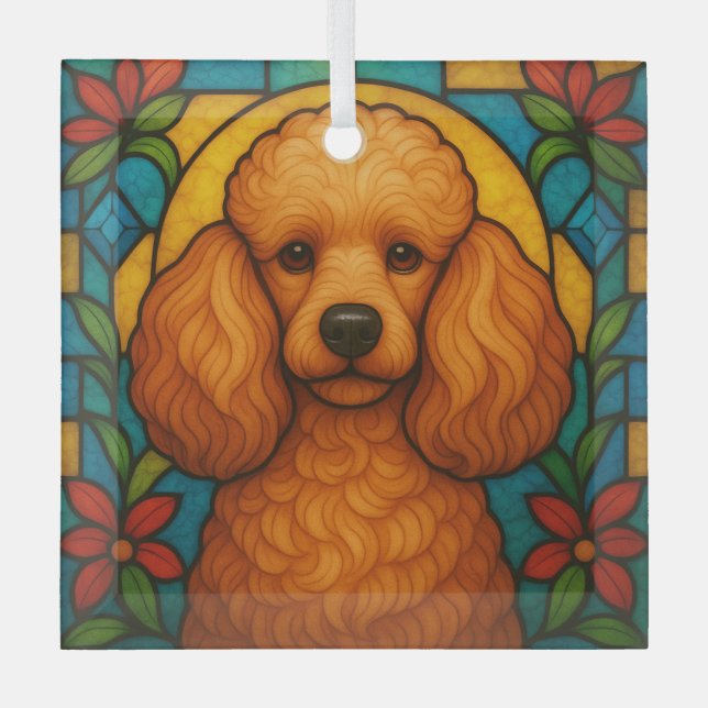 Ornement En Verre Apricot Poodle Chien "Verre Tiré" (Recto)