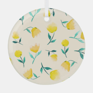 Ornement En Verre Aquarelle Abstrait Motif de pivoine florale