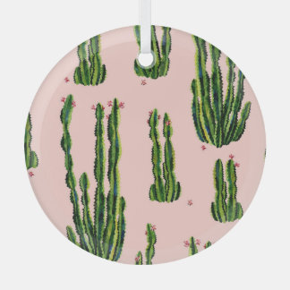 Ornement En Verre Aquarelle Cactus : Blossoming Seamless Motif