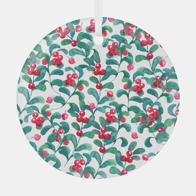 Ornement En Verre Aquarelle de baies sauvages, motif sans soudure. (Recto)