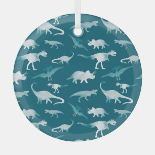 Ornement En Verre Aquarelle de dinosaure : Motif textile