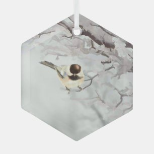 Ornement En Verre Aquarelle d'hiver Pouladee Neige Arbres Frost